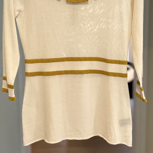 Marc Jacobs Cream and Gold Top with Exposed Zipper - Size L - Picture 3 of 12